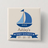 Blue Sailboat, Schönheitsbabydusche Button (Vorderseite)