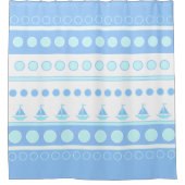 Blue Sailboote und Circles Rows Duschvorhang (Vorderseite)