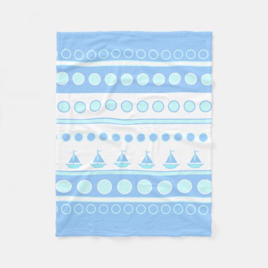 Blue Sailboote und Circles Rows Fleecedecke (Vorderseite)