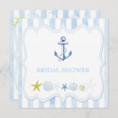 Blue Sailing Anchor Nautical Brautparty Einladung (Vorne/Hinten)