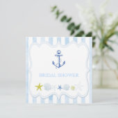 Blue Sailing Anchor Nautical Brautparty Einladung (Stehend Vorderseite)