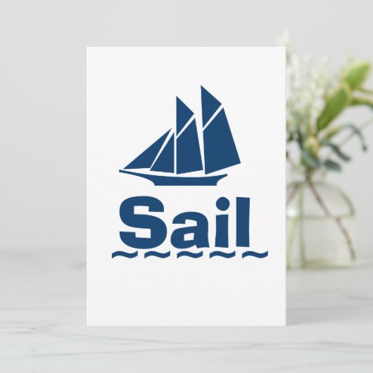 Blue Sailing Einladung (Stehend Vorderseite)