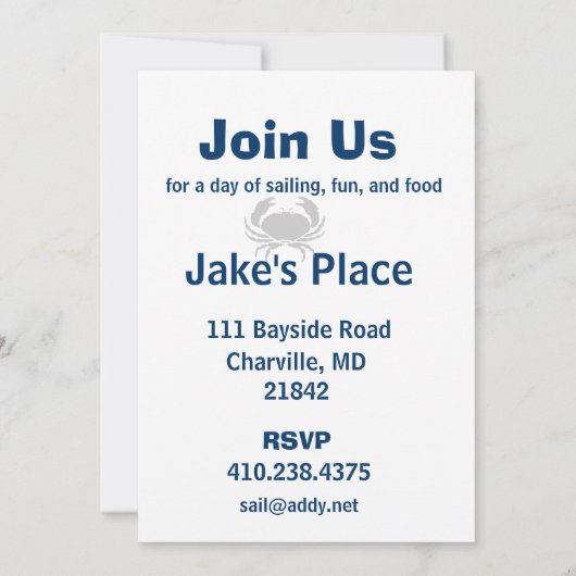 Blue Sailing Einladung (Rückseite)