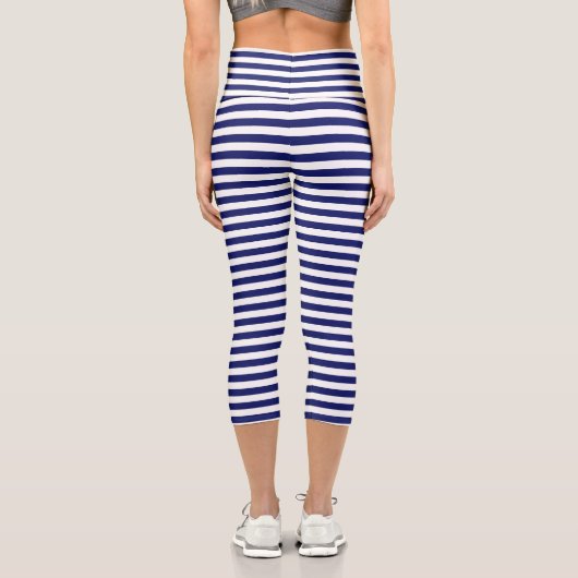 Blue Sailor Stripe Capri Leggings (Rückseite)