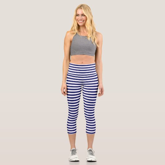 Blue Sailor Stripe Capri Leggings (Vorderseite)