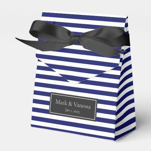 Blue Sailor Stripe Custom Wedding Geschenkschachtel (Vorderseite)