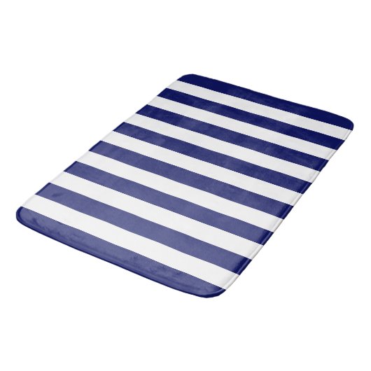 Blue Sailor Stripe (groß) Badematte (Schrägansicht)