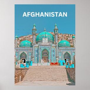 Blue Sakhi Shrine Moschee in Kabul Afghanistan Poster