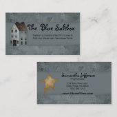 Blue Saltbox Primitive Country Business Card Visitenkarte (Vorne/Hinten)