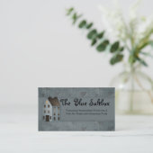 Blue Saltbox Primitive Country Business Card Visitenkarte (Stehend Vorderseite)