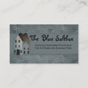 Blue Saltbox Primitive Country Business Card Visitenkarte