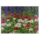 Blue Salvia und Zinnia Garden Floral Schneidebrett (Vorderseite)