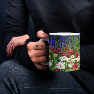 Blue Salvia und Zinnia Garden Floral Tasse