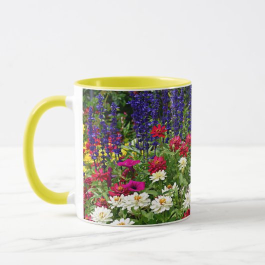 Blue Salvia und Zinnia Garden Floral Tasse (Links)