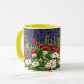 Blue Salvia und Zinnia Garden Floral Tasse (Vorderseite Links)