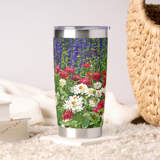 Blue Salvia und Zinnias Floral Thermobecher (Wohnzimmer)