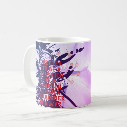 Blue Samurai & Cherry Blossom Ink Art Motivational Kaffeetasse (Vorderseite Links)