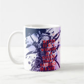 Blue Samurai & Cherry Blossom Ink Art Motivational Kaffeetasse (Links)
