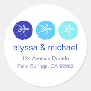Blue Sand Dollar Address Labels Runder Aufkleber