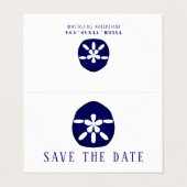 Blue Sand Dollar, Foto Save the Date Card Visitenkarten (Außenseite Aufgefaltet)