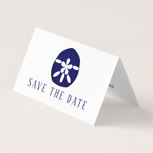Blue Sand Dollar, Foto Save the Date Card Visitenkarten (Vorderseite)