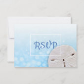 Blue Sand Dollar Oceanic Wedding RSVP Karte (Rückseite)
