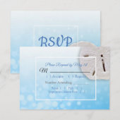 Blue Sand Dollar Oceanic Wedding RSVP Karte (Vorne/Hinten)
