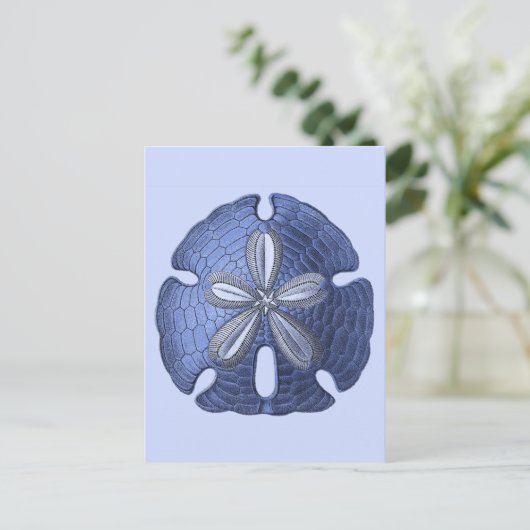 Blue Sand Dollar Postkarte (Stehend Vorderseite)