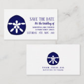 Blue Sand Dollar, Save the Date Begleitkarte (Vorne/Hinten)