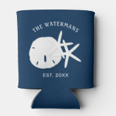 Blue Sand Dollar Starfish an der Küste Dosenkühler (Rückseite)