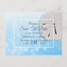 Blue Sand Dollar Themed Wedding Save the Date Ankündigungspostkarte