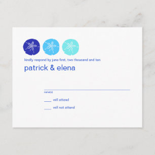 Blue Sand Dollar Wedding RSVP Karte