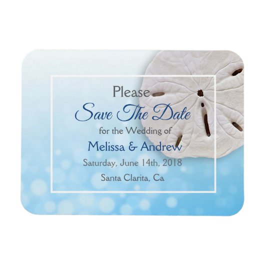 Blue Sand Dollar Wedding Save the Date Magnet (Horizontal)