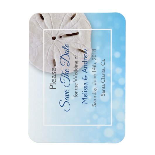 Blue Sand Dollar Wedding Save the Date Magnet (Vertikal)