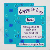 Blue Sand Dollars Happy Birthday Einladung (Vorne/Hinten)