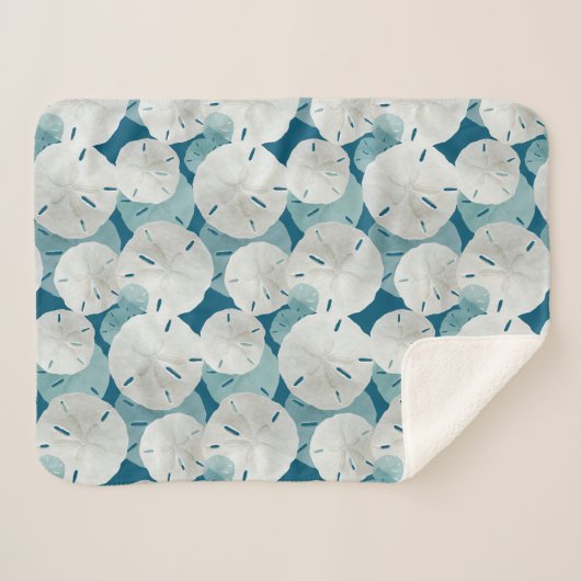 Blue Sand Dollars Muster Küste Sherpadecke (Vorderseite (Horizontal))