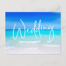 Blue Sand Hotel Wedding Beach Ocean Modernes Ziel Einladungspostkarte