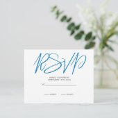 Blue Sand Hotel Wedding Beach Ocean Modernes Ziel RSVP Karte (Stehend Vorderseite)