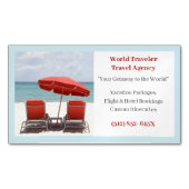 Blue Sand Red Chairs Agency Reisebüro Agent Beach Magnetische Visitenkarte (Vorderseite)