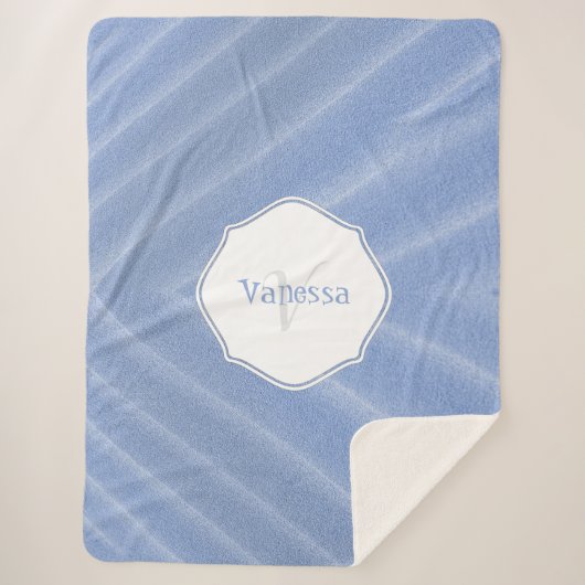 Blue Sand Ripples Monogram Sherpa Blanket Sherpadecke (Vorderseite)