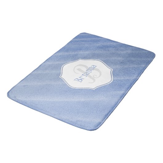 Blue Sand Ripples Personalisiert Bath Mat Badematte (Schrägansicht)
