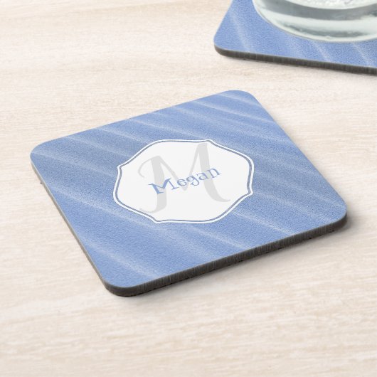 Blue Sand Ripples Personalized Coaster Getränkeuntersetzer (Linke Seite)