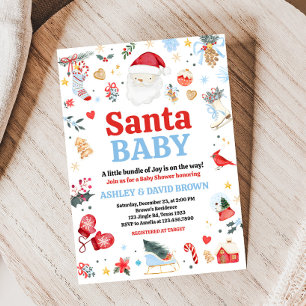 Blue Santa Baby Baby Baby Dusche Einladung