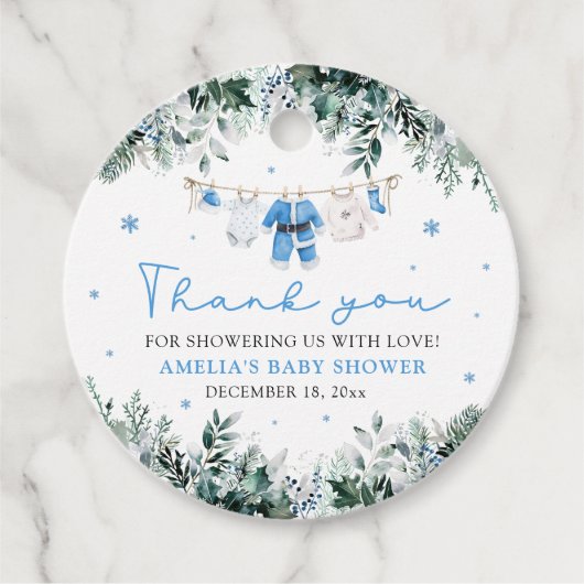 Blue Santa Baby Clothesline Weihnachtsdusche Geschenkanhänger (Vorderseite)