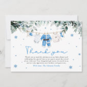 Blue Santa Baby Weihnachtsdusche Danke Einladung (Vorderseite)