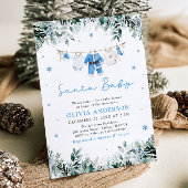 Blue Santa Baby Weihnachtskleidung Kinderdusche Einladung