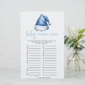 Blue Santa Christmas Name Race Baby Showspiel Briefpapier (Stehend Vorderseite)