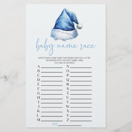 Blue Santa Christmas Name Race Baby Showspiel Briefpapier (Vorderseite)