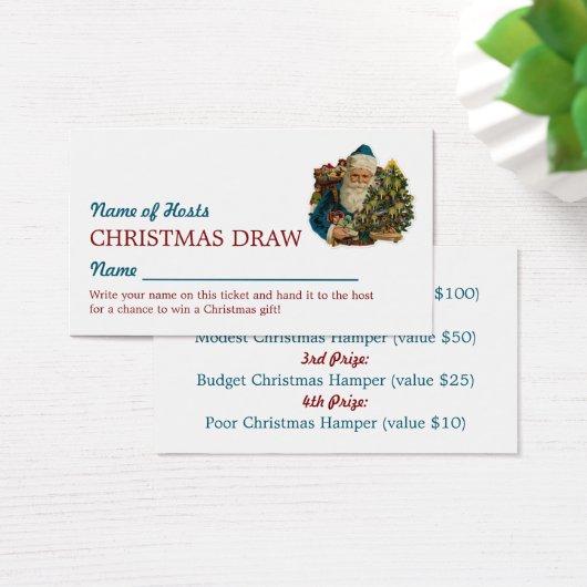 Blue Santa, Christmas Party Raffles Tickets (Schreibtisch)