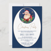 Blue Santa Claus Elegantes Party Einladung (Vorderseite)